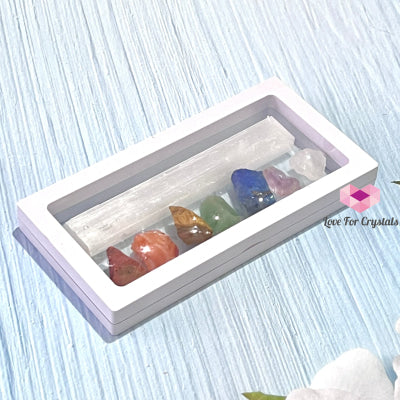 Selenite Wand Stick With 7 Chakra Raw Stones Gift Set Crystals