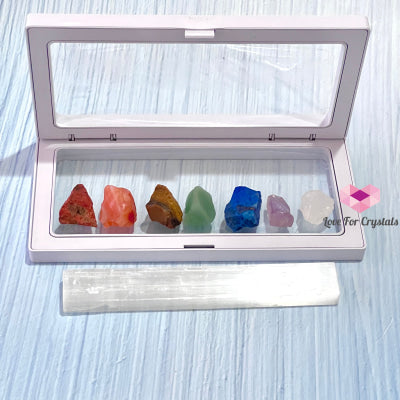 Selenite Wand Stick With 7 Chakra Raw Stones Gift Set Crystals