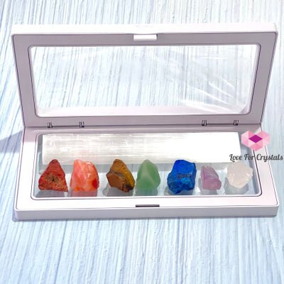 Selenite Wand Stick With 7 Chakra Raw Stones Gift Set Crystals