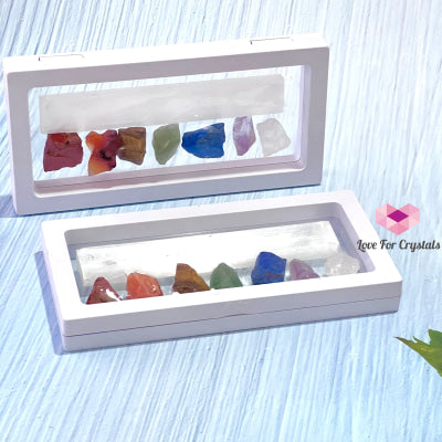 Selenite Wand Stick With 7 Chakra Raw Stones Gift Set Crystals