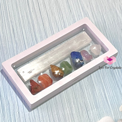 Selenite Wand Stick With 7 Chakra Raw Stones Gift Set Crystals