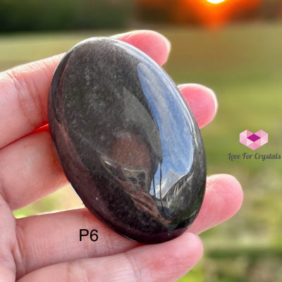 Silver Sheen Obsidian Palm Stones (Mexico) 50Mm Photo 6 Stone