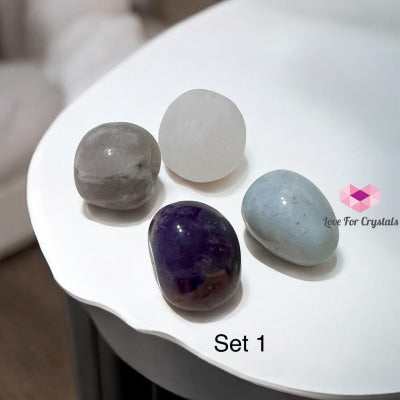 Sleep Well For The Modern World Crystal Set (Amethyst Aquamarine Pink Tourmaline Selenite) 1 Sets