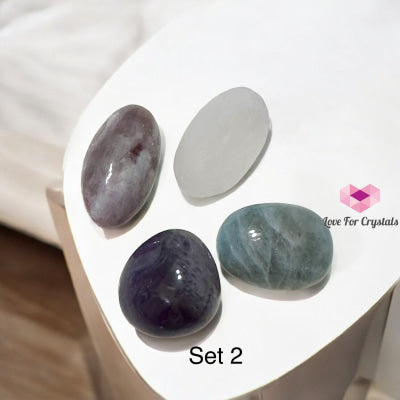 Sleep Well For The Modern World Crystal Set (Amethyst Aquamarine Pink Tourmaline Selenite) 2 Sets