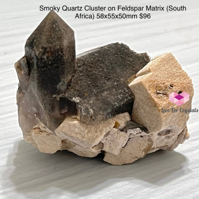 Smoky Quartz Cluster On Feldspar Matrix (South Africa) Collectors 58X55X50Mm