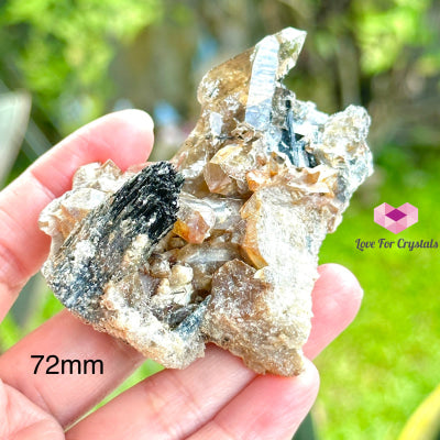 Smoky Quartz Cluster With Black Tourmaline And Feldspar (South Africa) Rare & Collectors 72Mm