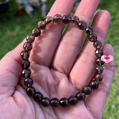 Smoky Quartz Gemstone Energy Bracelet (Grounding) 6Mm Faceted