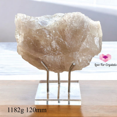 Smoky Quartz Raw With Acrylic Stand (Large) Brazil (Aaa Grade) 1182G 120Mm Crystals