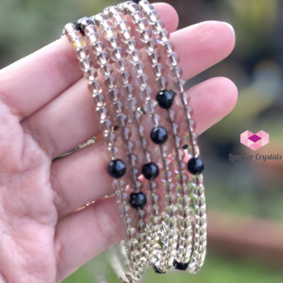 Smoky Quartz With Black Tourmaline Crystal Anklet