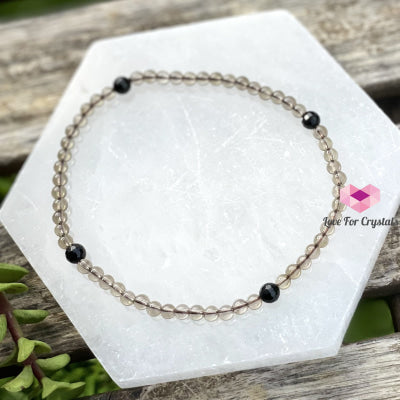 Smoky Quartz With Black Tourmaline Crystal Anklet