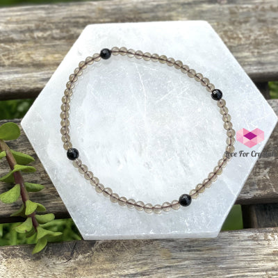 Smoky Quartz With Black Tourmaline Crystal Anklet