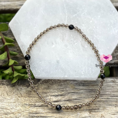 Smoky Quartz With Black Tourmaline Crystal Anklet Size 8