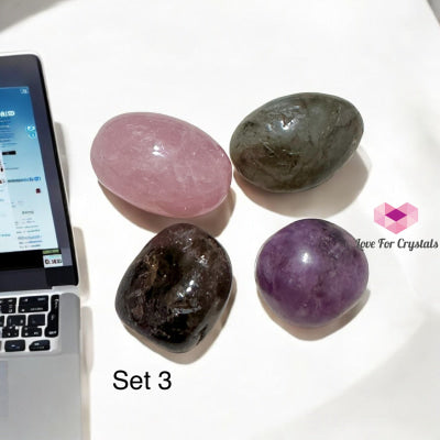 Social Media Detox Crystal Set (Smoky Quartz Lepidolite Rose Labradorite) 25-35Mm 3 Sets