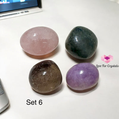 Social Media Detox Crystal Set (Smoky Quartz Lepidolite Rose Labradorite) 25-35Mm 6 Sets