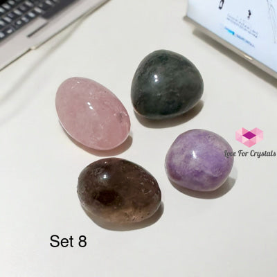 Social Media Detox Crystal Set (Smoky Quartz Lepidolite Rose Labradorite) 25-35Mm 8 Sets