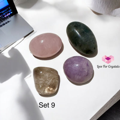 Social Media Detox Crystal Set (Smoky Quartz Lepidolite Rose Labradorite) 25-35Mm 9 Sets