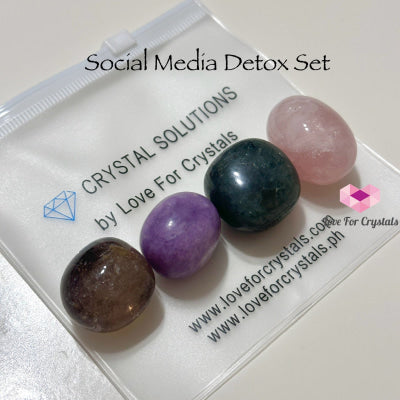 Social Media Detox Crystal Set (Smoky Quartz Lepidolite Rose Labradorite) 25-35Mm Sets