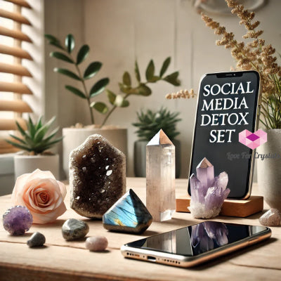 Social Media Detox Crystal Set (Smoky Quartz Lepidolite Rose Labradorite) 25-35Mm Sets