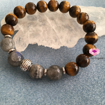 Stability Bracelet (Mens Premium Series) Tigers Eye Labradorite & Stainless Steel Spacers Remedy