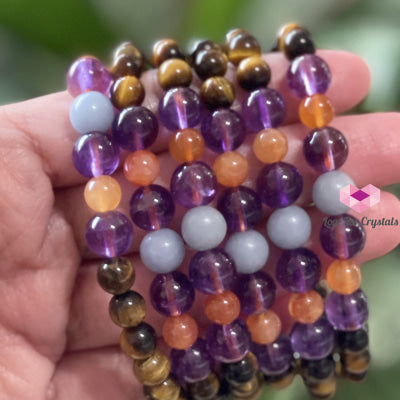 Study & Focus Bracelet (Tigers Eye Amethyst Carnelian Angelite) Bracelets Bangles