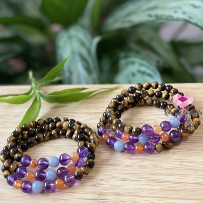 Study & Focus Bracelet (Tigers Eye Amethyst Carnelian Angelite) Bracelets Bangles