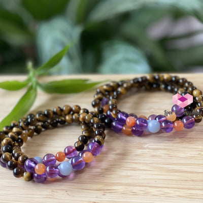 Study & Focus Bracelet (Tigers Eye Amethyst Carnelian Angelite) Bracelets Bangles