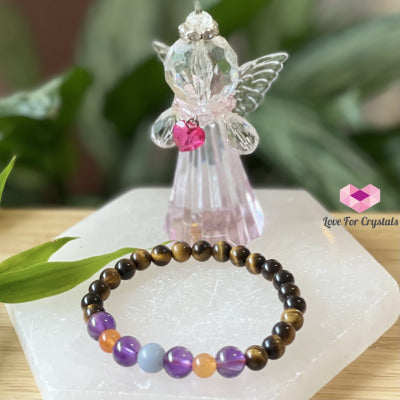 Study & Focus Bracelet (Tigers Eye Amethyst Carnelian Angelite) Bracelets Bangles