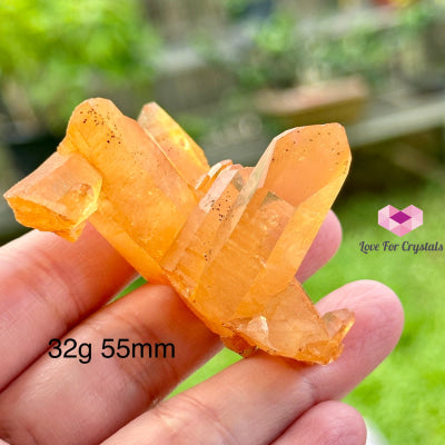 Tangerine Lemurian Quartz Cluster (Brazil) 32G 55Mm Raw Crystal