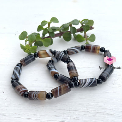 Tibetan Medicine Agate With Onyx Bracelet (Tibet) Crystal Bracelets