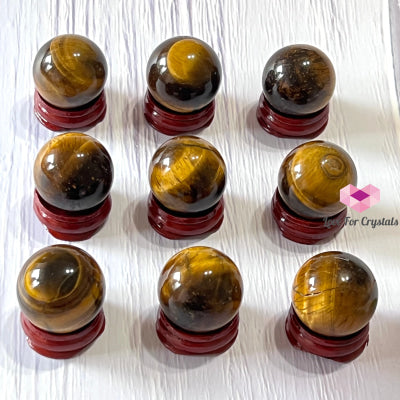 Tigers Eye Sphere (South Africa) 30Mm With Free Wooden Stand Crystal Sphere