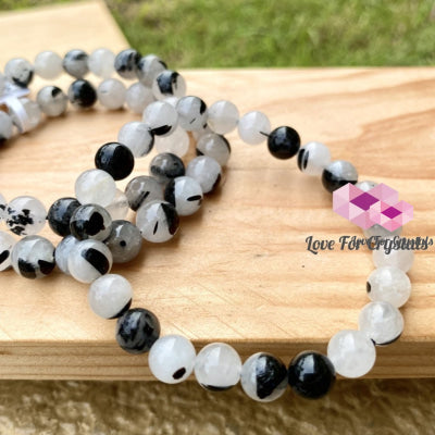 Tourmalinated Quartz Gemstone Energy Bracelet 8Mm Bracelets & Bangles