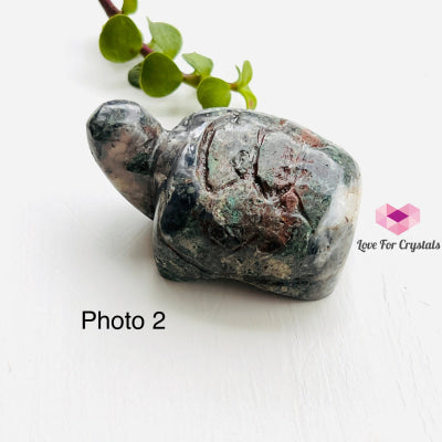 Turtles Hand Carved Photo 2 (Moss Agate)