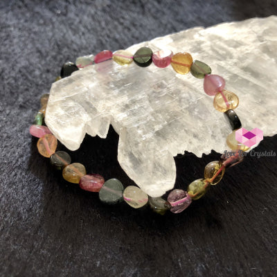 Watermelon Tourmaline (Heart-Shaped) Crystal Bracelet (Brazil) Bracelets & Bangles