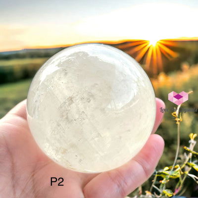 White Calcite Sphere (Mexico) With Wooden Stand (55Mm) Photo 2 Crystal Sphere