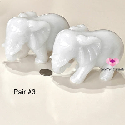 White Jade Elephant (Per Pair) 4-5 Pair #3