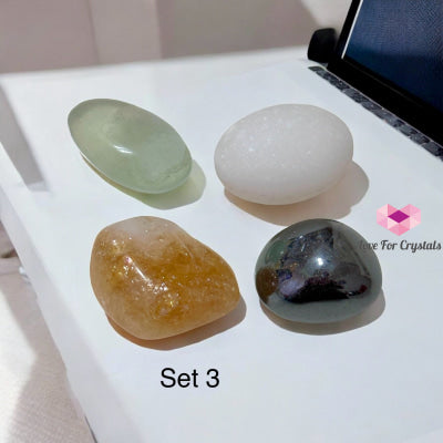 Work From Home Energy Crystal Set (Citrine Fluorite Hematite & White Jade) 3 Sets