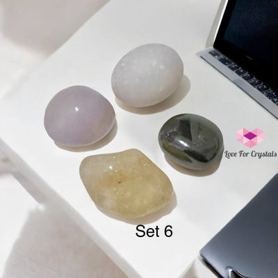 Work From Home Energy Crystal Set (Citrine Fluorite Hematite & White Jade) 6 Sets