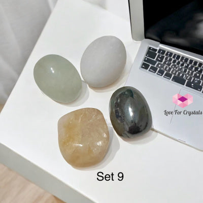 Work From Home Energy Crystal Set (Citrine Fluorite Hematite & White Jade) 9 Sets