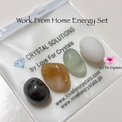 Work From Home Energy Crystal Set (Citrine Fluorite Hematite & White Jade) Sets